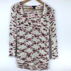 H&M | Open Knit Multicolor V-Neck Sweater